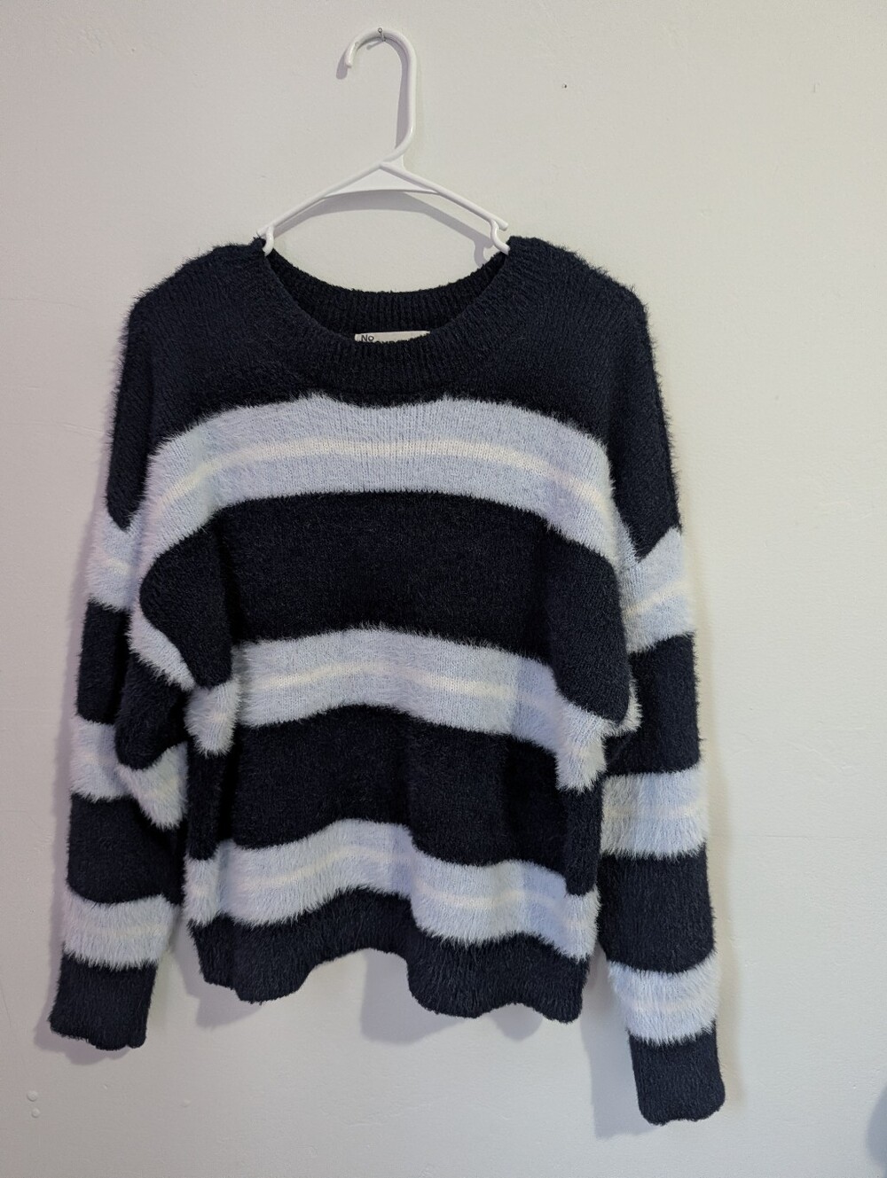 Cozy Fluffy Striped Knit Sweater  Size XL Used